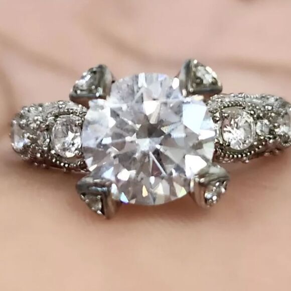 Solitaire Ring Simulated Diamond Sterling Silver NWOT - Picture 2 of 5